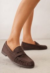 Ciemnobrązowe Marszczone Mokasyny VICES z Wkładką ze Skóry Naturalnej Nerihaneh. Brązowe mokasyny damskie Born2be, z jeansu, casualowe. Za 89.99 zł.