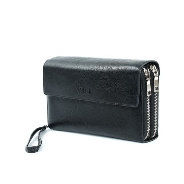 Portfel męski do ręki SW36 BLACK. Czarne portfele męskie bez wzorów, z materiału. Za 67.99 zł.