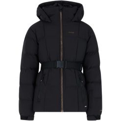 Kurtka narciarska/snowboardowa pikowana z kapturem zapinana na zamek Junior. Czarne buty zimowe dziewczęce Protest, bez wzorów, bez zapięcia. Za 699.99 zł.