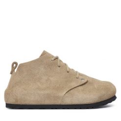 Trzewiki Birkenstock. Brązowe botki damskie Birkenstock, bez obcasa, na płaskiej podeszwie, bez zapięcia. Za 849.99 zł.