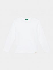 United Colors Of Benetton Bluzka 3I1XC10DB Biały Regular Fit. Białe t-shirty dla chłopców United Colors Of Benetton, bez wzorów, z bawełny, bez ramiączek. Za 49.99 zł.