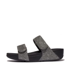 Klapki damskie FitFlop Lulu Shimmerlux. Szare klapki damskie FIT FLOP, bez wzorów, z materiału, eleganckie, bez obcasa. Za 462.00 zł.