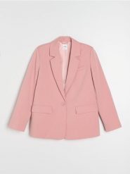 Marynarka z domieszką wiskozy - różowy. Czerwone żakiety damskie Sinsay, l, bez wzorów, z wiskozy. Za 79.99 zł.