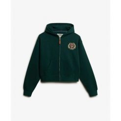 Damska bluza z kapturem zapinana na zamek Superdry Country Club Ziphood. Zielone bluzy damskie Superdry., bez wzorów, z kapturem. Za 338.85 zł.