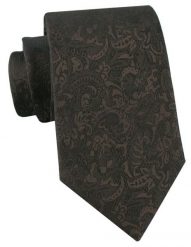 Elegancki Krawat Chattier - Czekoladowy Brąz w Kwiaty. Brązowe krawaty i muchy Chattier, bez wzorów, z tkaniny, eleganckie. Za 55.00 zł.