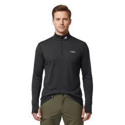 Koszulka z długim rękawem męska wykonana w 100% z wełny merynosów – Finn 210 Zip. Szare koszulki sportowe męskie FJORK MERINO, na zimę, l, bez wzorów, z materiału, bez kołnierzyka, bez ramiączek, do biegania. Za 579.00 zł.