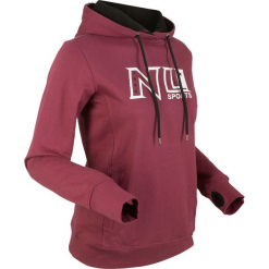 Bluza bawełniana z kapturem i nadrukiem, długi rękaw bonprix czerwony rododendron. Bluzy damskie marki KALENJI. Za 89.99 zł.