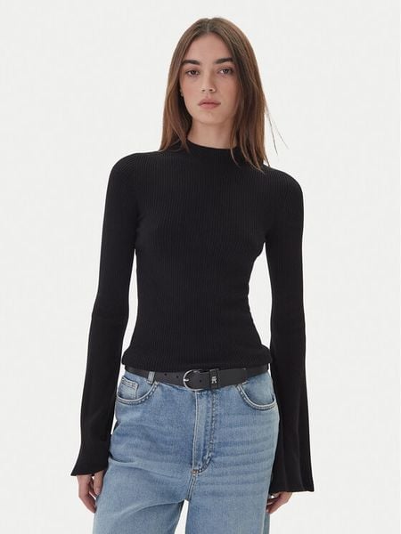 Kontatto Golf 3M0816C Czarny Regular Fit. Czarne swetry damskie Kontatto, m, bez wzorów, z wiskozy, bez kołnierzyka, bez ramiączek, bez kaptura. Za 209.99 zł.