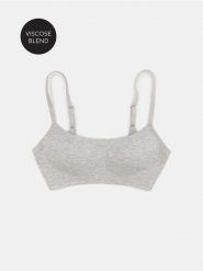 Wiskozowy usztywniany biustonosz typu top - szary. Szare biustonosze Sinsay, bez wzorów, z wiskozy. Za 25.99 zł.