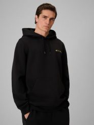 4F Bluza dresowa regular z kapturem męska 4F x Robert Lewandowski - czarna XXL. Czarne bluzy męskie 4f, m, bez wzorów, z bawełny, z kapturem, na fitness i siłownię. Za 249.99 zł.