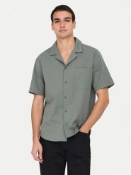 Only & Sons Koszula Eye Resort 22030342 Zielony Relaxed Fit. Zielone koszule męskie Only & Sons, m, bez wzorów, z bawełny, bez kołnierzyka, bez ramiączek. Za 139.99 zł.