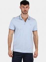 Koszulka polo męska TBS Yvanepol. Niebieskie koszulki sportowe męskie TBS, m, bez wzorów, z bawełny, bez kołnierzyka, bez ramiączek, trekkingowe. Za 255.90 zł.