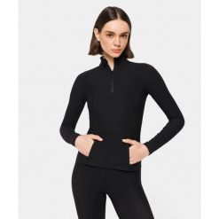 Longsleeve Carpatree prążkowany z kieszenią Onyx Flow czarny. Czarne koszulki sportowe damskie Carpatree, m, bez wzorów, z dzianiny, bez kołnierzyka, bez ramiączek, na jogę i pilates. W wyprzedaży za 169.99 zł.