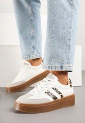 Białe Sneakersy Klasyczne Tenisówki Zdobione Wstawkami w Panterkę Nilenisse. Białe trampki i tenisówki damskie Born2be, z aplikacjami, z jeansu, eleganckie, bez zapięcia. Za 79.99 zł.