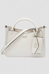 GUESS Biała torebka damska klasyczna SML Girlfriend Satchel. Białe torebki do ręki damskie Guess, z aplikacjami, ze skóry ekologicznej, eleganckie, bez dodatków. W wyprzedaży za 397.99 zł.