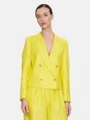 ViCOLO Marynarka TB0790 Żółty Regular Fit. Żółte żakiety damskie ViCOLO, xs, bez wzorów, ze lnu. Za 659.99 zł.