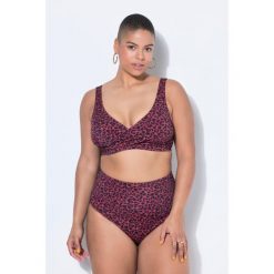 Damskie Top od bikini miękkie miseczki kolorowa panterka drapowanie. Fioletowe bikini damskie Ulla Popken, plus size, bez wzorów, plus size. Za 139.99 zł.