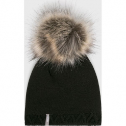 Answear - Czapka. Czarne czapki i kapelusze damskie ANSWEAR, z dzianiny. Za 49.90 zł.
