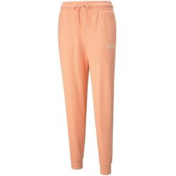 Spodnie damskie Puma Modern Basics High brzoskwiniowe. Brązowe spodnie dresowe damskie Puma, m, bez wzorów, z bawełny. Za 94.99 zł.