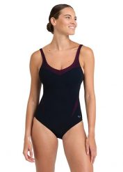 Arena Bodylift Isabel X-back Strój Kąpielowy - Czarno-Fioletowy – Rozmiar 34. Czarne kostiumy jednoczęściowe damskie Arena, bez wzorów, z elastanu, klasyczne, na jogę i pilates. Za 232.89 zł.