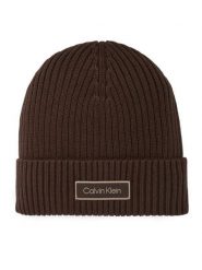 Calvin Klein Czapka LV04D8053G Brązowy ciemny. Brązowe czapki i kapelusze damskie Calvin Klein, na zimę, bez wzorów, z bawełny. Za 169.99 zł.