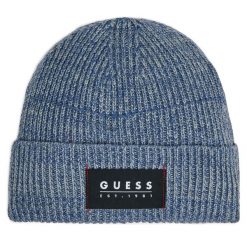 Czapka Guess. Niebieskie czapki i kapelusze męskie Guess, na zimę, z aplikacjami. Za 169.99 zł.