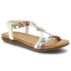 Sandały damskie Artiker, cholewka z materiału elastyczny pasek na pięcie plecione detale, białe, 58C0626. Białe paski damskie Artiker, z aplikacjami, eleganckie. Za 139.00 zł.