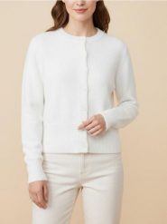 Kardigan z guzikami z domieszką wełny - biały. Białe kardigany damskie Sinsay, l, bez wzorów, z wełny. Za 49.99 zł.