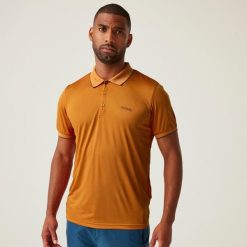 Remex II męska koszulka polo. Brązowe koszulki polo męskie Regatta, m, bez wzorów, bez kołnierzyka, bez ramiączek, trekkingowe. Za 106.15 zł.