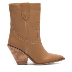 Botki Badura. Brązowe botki damskie Badura, bez obcasa, na słupku, bez zapięcia. Za 399.99 zł.