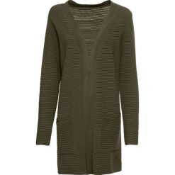 Długi sweter rozpinany bonprix ciemnooliwkowy. Kardigany damskie bonprix. Za 99.99 zł.