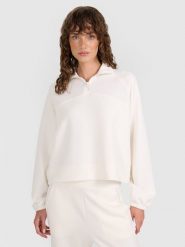 4F Bluza dresowa nierozpinana z modalem damska - biała M. Białe bluzy sportowe damskie 4f, m, bez wzorów, z dresówki, bez kaptura. W wyprzedaży za 159.99 zł.