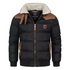 Kurtka turystyczna męska Geographical Norway Abramovitch. Czarne kurtki męskie Geographical Norway, na jesień, l, bez wzorów, ze skóry, eleganckie, bez kaptura. Za 450.61 zł.