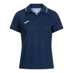 Koszulka polo tenisowa damska Joma Challenge Polo W. Niebieskie koszulki sportowe damskie Joma, l, bez wzorów, z poliesteru, bez kołnierzyka, bez ramiączek, tenisowe. Za 89.99 zł.
