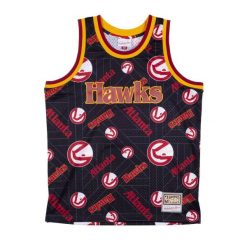 Jersey Atlanta Hawks tear up pack. Czarne koszulki sportowe męskie Mitchell & Ness, bez wzorów, z jersey, bez kołnierzyka, bez ramiączek, do koszykówki. Za 517.00 zł.