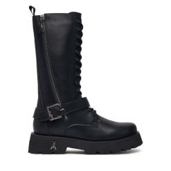 Kozaki Patrizia Pepe. Czarne buty zimowe dziewczęce Patrizia Pepe, bez wzorów, bez zapięcia. Za 779.99 zł.