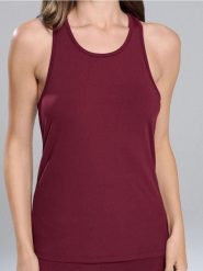 Koszulka na ramiączkach - bordowy. Czerwone koszulki sportowe damskie Sinsay, l, bez wzorów, bez kołnierzyka, bez ramiączek. W wyprzedaży za 12.99 zł.