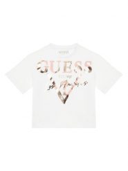 Guess T-Shirt J6GI27 K8HM4 Biały Relaxed Fit. Białe t-shirty i topy dla dziewczynek Guess, z aplikacjami, z bawełny, bez ramiączek. Za 84.99 zł.