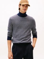 Tommy Hilfiger sweter z dzianiny z zawartością kaszmiru Mężczyźni niebieski|biały, M. Białe swetry przez głowę męskie Tommy Hilfiger, m, bez wzorów, z dzianiny, bez kołnierzyka. Za 379.95 zł.