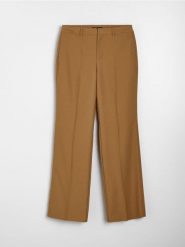 Eleganckie spodnie straight leg z domieszką wiskozy - żółty. Żółte spodnie sportowe damskie Sinsay, l, bez wzorów, z wiskozy. Za 49.99 zł.