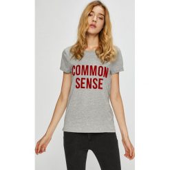 Noisy May - Top. Szare t-shirty damskie Noisy may, l, bez wzorów, z bawełny, bez kołnierzyka. W wyprzedaży za 49.90 zł.
