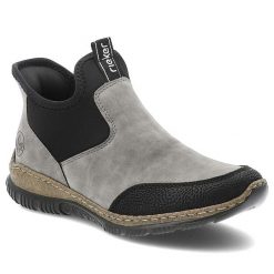 Szare Botki Rieker Wsuwane Obuwie Damskie. Szare kozaki damskie Rieker, z jeansu, bez obcasa. Za 297.99 zł.