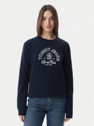 Tommy Jeans Bluza Heritage Logo DW0DW22821 Granatowy Regular Fit. Niebieskie bluzy damskie Tommy Jeans, s, bez wzorów, z bawełny, bez kaptura. Za 489.99 zł.