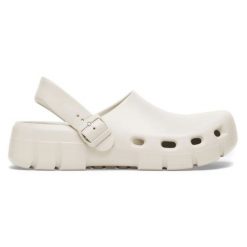 Klapki Birkenstock Birki Flow Eva 1027706 biale białe. Białe klapki damskie bez wzorów, z materiału, casualowe, bez obcasa. Za 547.31 zł.