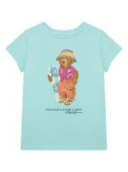 Polo Ralph Lauren T-Shirt 313B22529001 Turkusowy Regular Fit. Niebieskie t-shirty i topy dla dziewczynek Polo Ralph Lauren, bez wzorów, z bawełny, bez ramiączek. Za 329.99 zł.