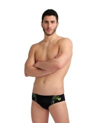 Kąpielówki męskie Arena Swim Briefs Graphic Training Swimsuit 90. Czarne kąpielówki męskie Arena, m, bez wzorów, z materiału, na fitness i siłownię. Za 49.99 zł.
