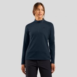 Bluza techniczna damska ODLO Essential Light Mid Layer 1/2 zip. Niebieskie bluzy damskie Odlo, bez wzorów, bez kaptura. Za 269.25 zł.