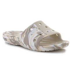 Klapki Crocs Classic Marbled Slide 206879-2Y3 beżowy. Brązowe klapki damskie bez wzorów, sportowe, bez obcasa. Za 271.50 zł.