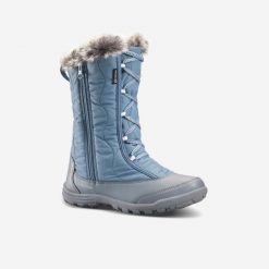 Buty turystyczne śniegowce dla dzieci Quechua SH500 Warm wodoodporne suwak. Niebieskie śniegowce dziewczęce QUECHUA, sportowe, bez zapięcia. Za 169.99 zł.
