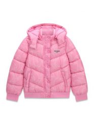 Guess Kurtka zimowa J6YL01 W2607 Różowy Regular Fit. Czerwone buty zimowe dziewczęce Guess, na zimę, z aplikacjami, z syntetyku, bez kaptura. Za 394.99 zł.
